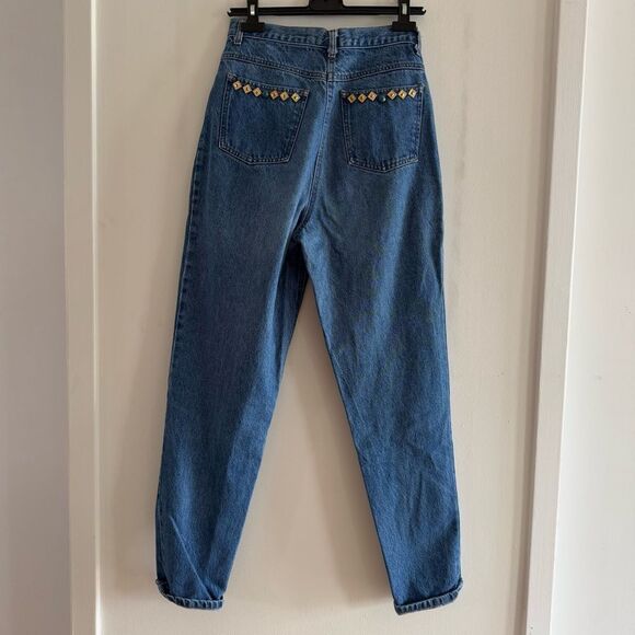 80s- 90s Embellished jewelled high rise dark wash mom jeans by Props - Picture 7 of 8